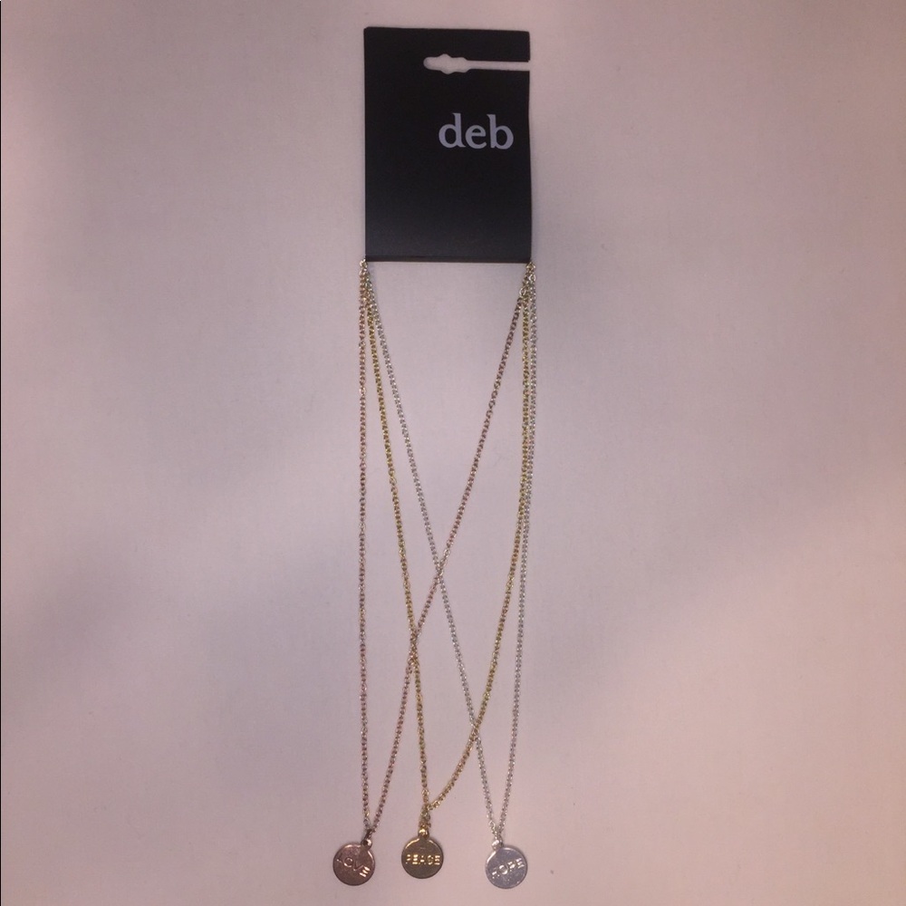 3 Piece Peace, Love, & Hope Necklace Set